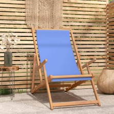 Silla de playa plegable de madera maciza de teca azul